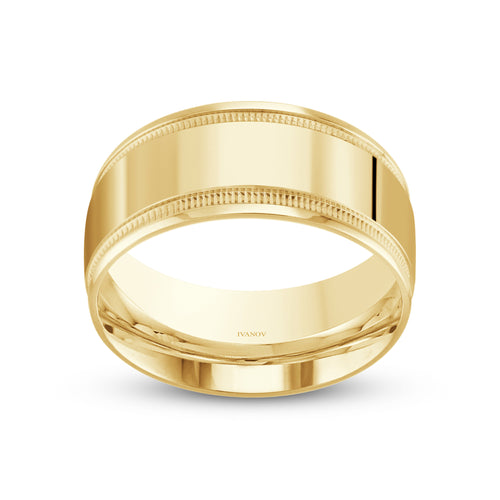Athan 10mm Dome Milgrain Wedding Ring
