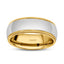 Two-tone mens wedding band 14k solid yellow gold edges with polished domed white gold center of the ring