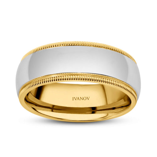 Two-Tone 14k White & Yellow Gold Men's Wedding Band - Delios