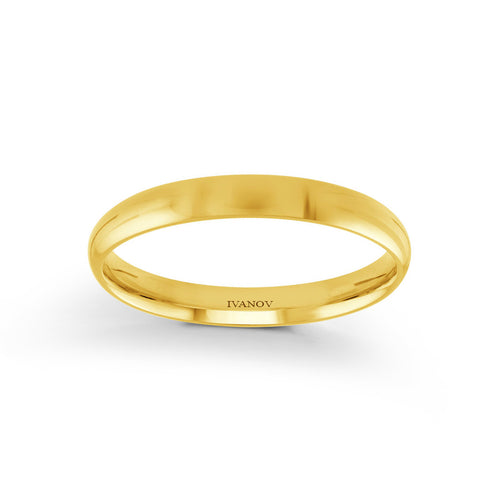 14k Gold Wedding Ring 3mm Dome - Alekos