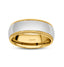 Two-tone mens wedding band 14k solid yellow gold edges with polished domed white gold center of the ring