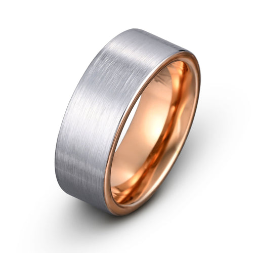Gray Tungsten Ring Brushed Flat Minimalist Style 8mm