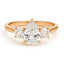 Pear diamond side round brilliant engagement ring rose gold
