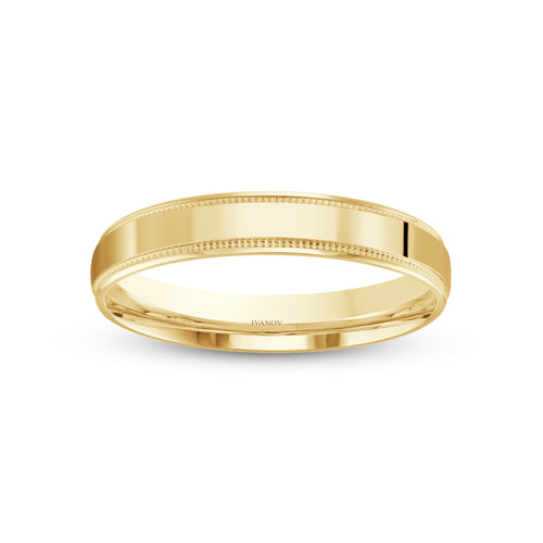 14k Gold Wedding Ring 3mm Dome Mil-Grained - Aristides