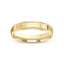 Gold ring polished finish mill-grained edges 4mm with 'IVANOV' engraving on a white background