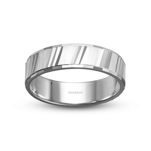 Gilded Facet 14k Gold Men's Wedding Band 6mm