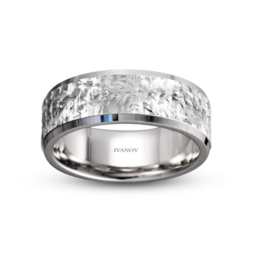 14K Gold Men's Golden Reflections Wedding Band with Diamond Cut Finish