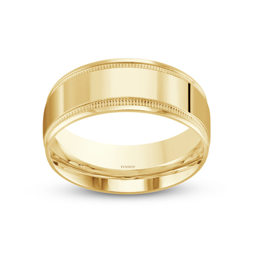 Wedding Ring 9mm Dome Milgrain - Astraios