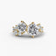 Round diamond ring with side stones gold on a white background