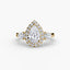 Three-Stone Pear Shaped Ring with Halo Pave
