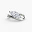 Diamond ring with a marquise-shaped center stone on a white background