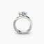 Silver ring with a diamond on a white background