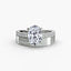 Wide Solitaire Engagement Ring with Pavé Band