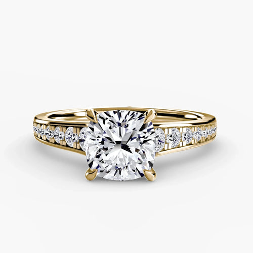 The Paragon – Cushion Cut Diamond Engagement Ring with Micro Pavé Band