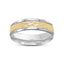 14k two tone solid gold wedding ring yellow gold white hammered finish 6mm
