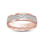 14k two tone solid gold wedding ring rose gold white hammered finish 6mm