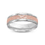 14k two tone solid gold wedding ring rose gold white hammered finish 6mm