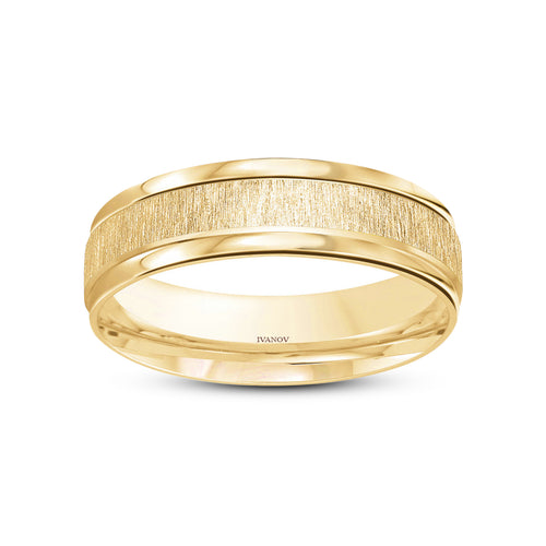 The Exact Cut Ring: Gold/Platinum, Flat 6mm. Polished Steps. Engrave It Free.