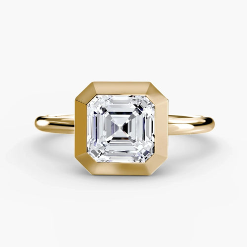 The Lucen - Asscher Cut Diamond Bezel Setting Solitaire Ring