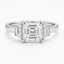 Asscher cut lab diamond engagement ring with trapezoids on the side