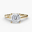 Solitaire gold ring with a square asscher-cut diamond