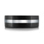 The Parallax tantalum men's wedding band with black brushed carbon fiber center inlay 8mm width