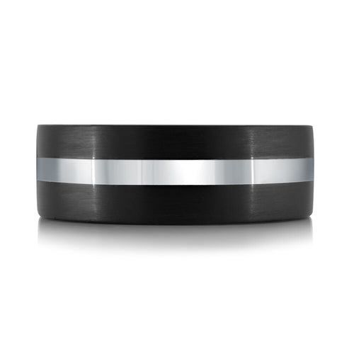 The Parallax - Tantalum Ring with Black Brushed Carbon Fiber Inlay