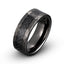 Black brushed hammered tungsten ring with carbon fiber inlay 8mm