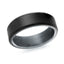 The Gravemarch black tantalum men's wedding band with brushed finish and polished beveled edges 7mm width