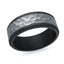 The Shadowline black tantalum men's wedding band with hammered titanium center inlay 8mm width