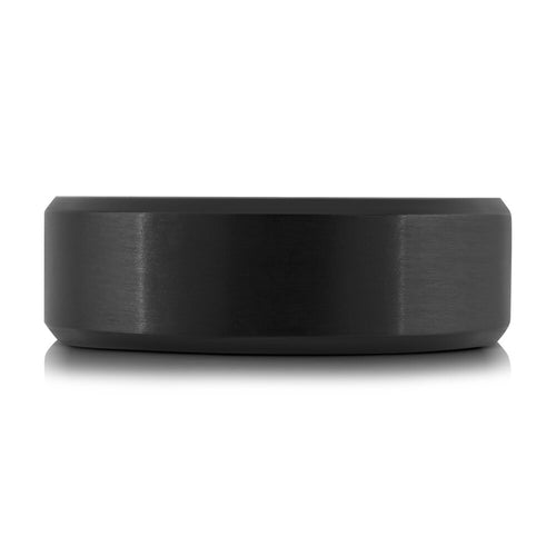 The Gravitas - Black Tantalum Men's Wedding Band with Brushed Finish and Polished Beveled Edges