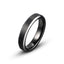 Black brushed tungsten ring with silver beveled edges 4mm