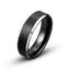 Black brushed tungsten ring with silver polished beveled edges 6mm