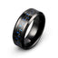 Black tungsten ring with blue carbon fiber inlay 8mm