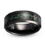 Black tungsten ring with green carbon fiber inlay 8mm