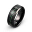 Black tungsten ring with green carbon fiber inlay 8mm