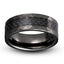 Black brushed hammered tungsten ring with carbon fiber inlay 8mm
