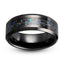 Black tungsten ring with blue carbon fiber inlay 8mm