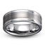 Gray tungsten ring brushed center grooved polished edges 8mm