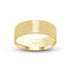 Brushed 14k yellow gold wedding band flat style 8mm width
