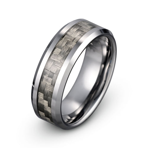 Tungsten Ring with Gray Carbon Fiber Inlay - Achilleas