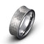 Concave tungsten ring brushed hammered 8mm