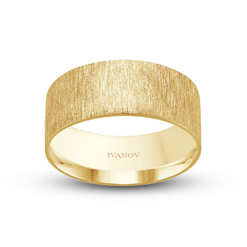 The Pure Line Ring: 14K Gold, Flat, 9mm, Flap Finish. Engrave It Free.