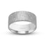 14k white gold wedding band flap finish flat style 9mm width IVANOV