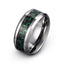 mens tungsten ring with green carbon fiber inlay 9mm