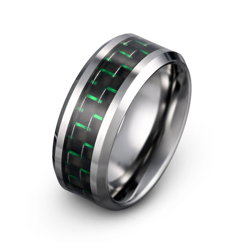 Agamemnon Tungsten Ring with Green Carbon Fiber Inlay - Ivanov Jewelry