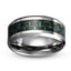 mens tungsten ring with green carbon fiber inlay 9mm