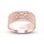 Hammered rose 14k solid gold wedding band flat style 9mm width Ivanov