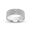 Hammered white gold wedding ring flat style 8mm width