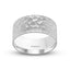 White gold hammered finish wedding ring flat style 10mm width